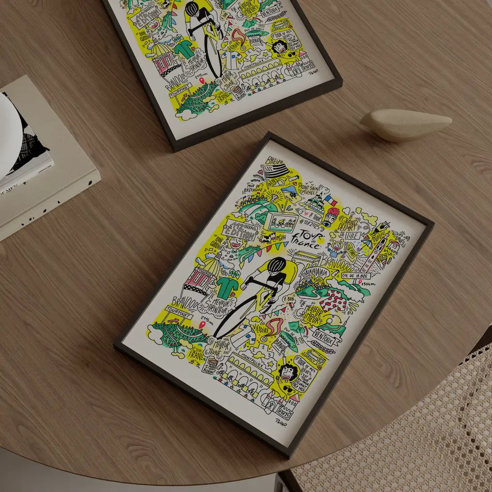 affiche cyclisme doodle art