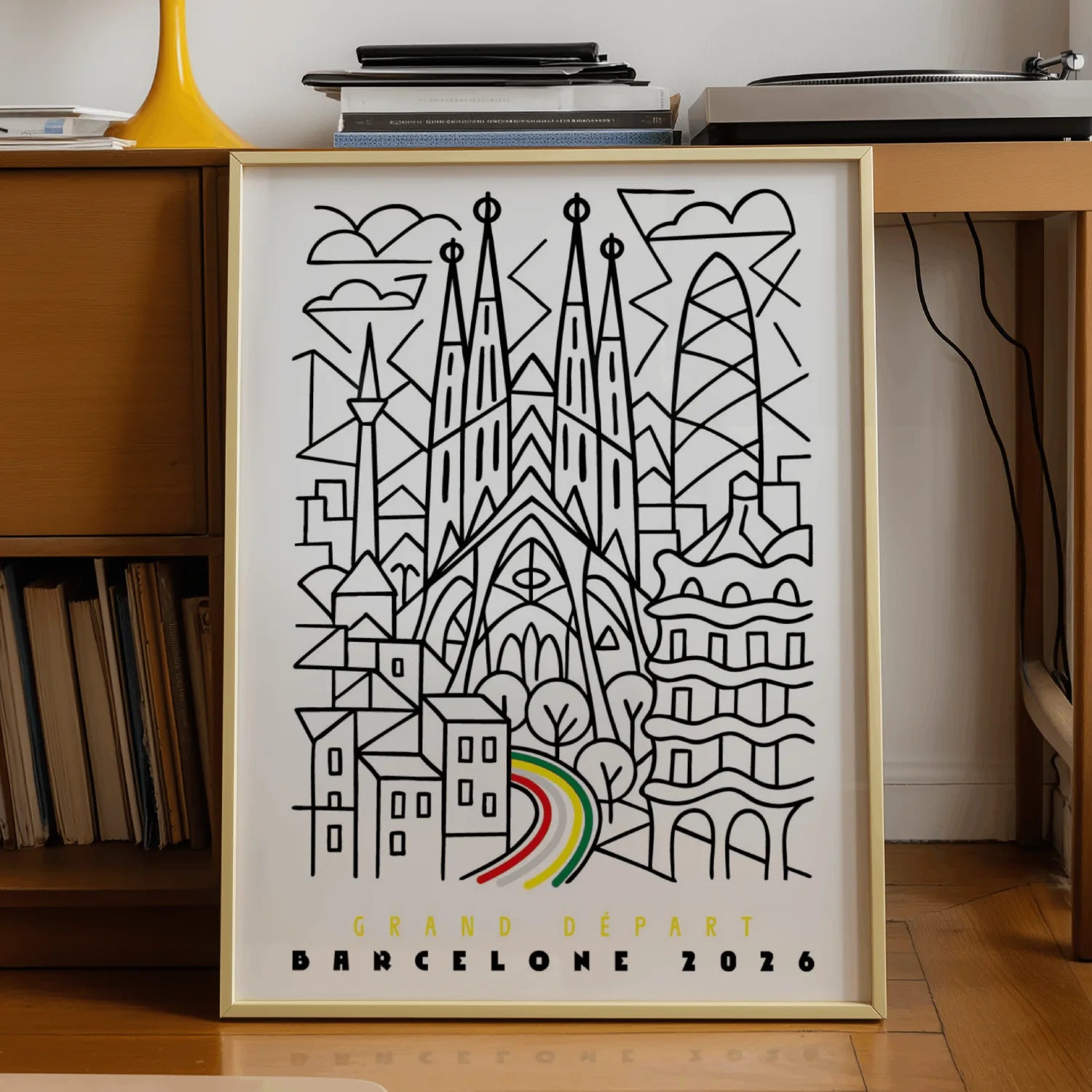 affiche Tour de France à Barcelone Sagrada Familia