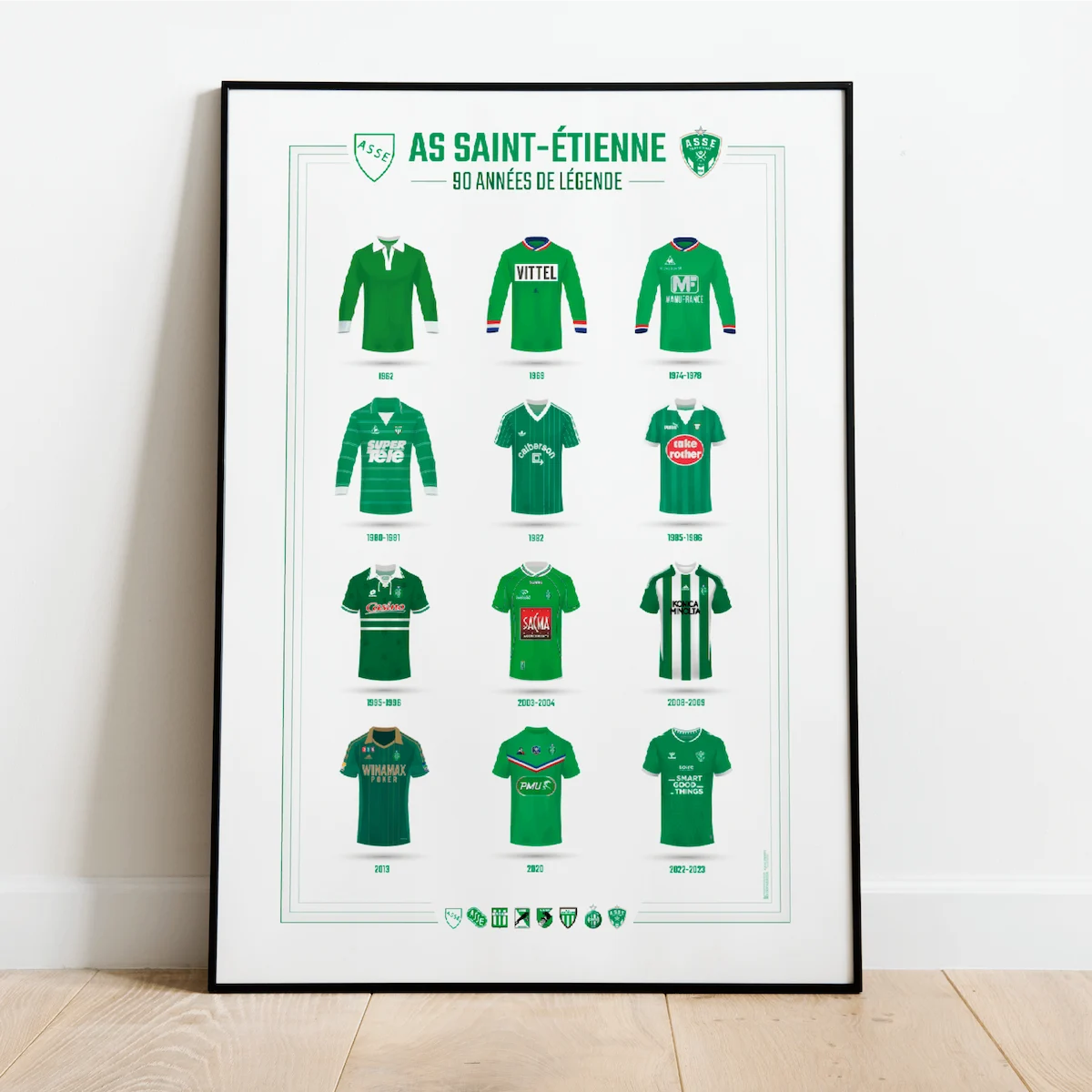 affiche football ASSE maillots
