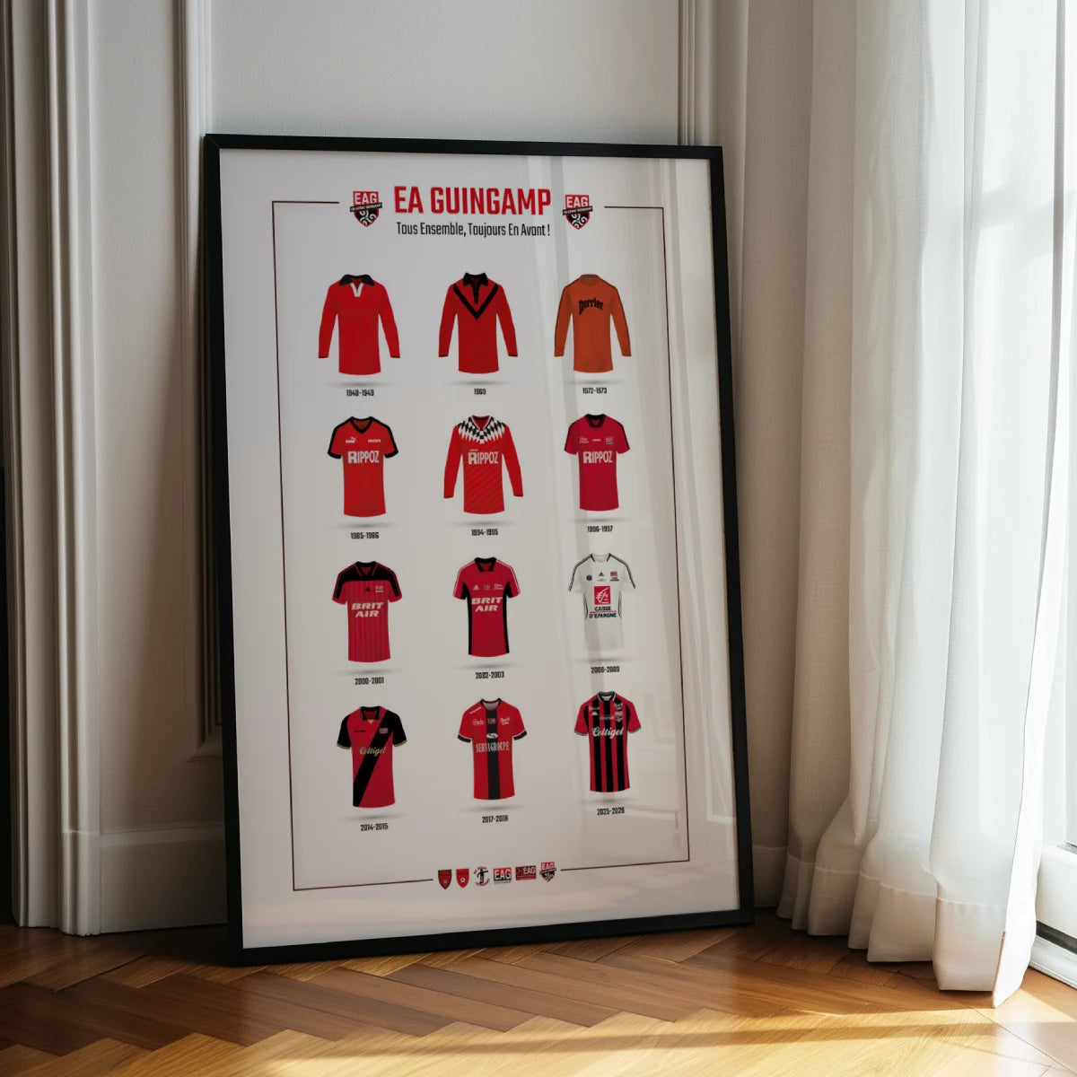 Affiche Foot En Avant Guingamp - Maillots historiques